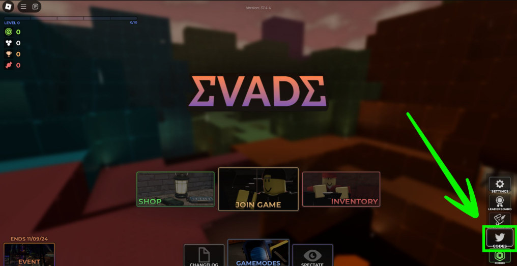 коды в Evade